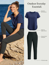 Outdoor Everyday Essentials set: navy UPF shirt and dark tapered 7/8 trousers.