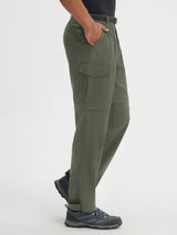 Olive green Baleaf 3-in-1 convertible ripstop hiking pants shown from side with zipper detail #color_Army Green