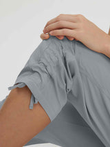 Grey UPF 50+ hiking capris with adjustable drawstring ankle #color_Light Gray