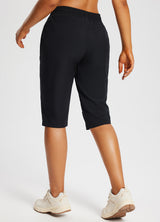 Laureate UPF50+ DWR pocketed capris in black for outdoor comfort
