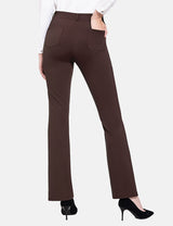 Baleaf Women's brown bootcut workleisure pants with four pockets and mid-rise waist.