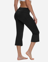 Baleaf Women Mid Rise Side & Hidden Pocketed Bootleg Basic Capris abh111 Black Back