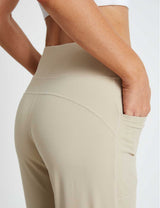Flyleaf Women's Khaki 12" high-waisted running shorts with side pockets