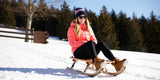 Woman in thermal running leggings and winter running gear.