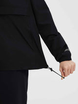 Black packable 1/4 zip windbreaker jacket adjustable drawstring hem #color_Black