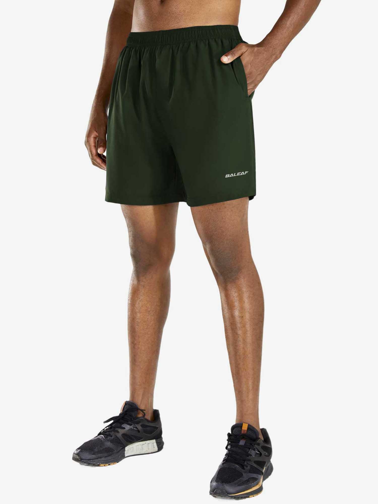 Men's dark green BALEAF quick-dry 5-inch running shorts #color_Army Green