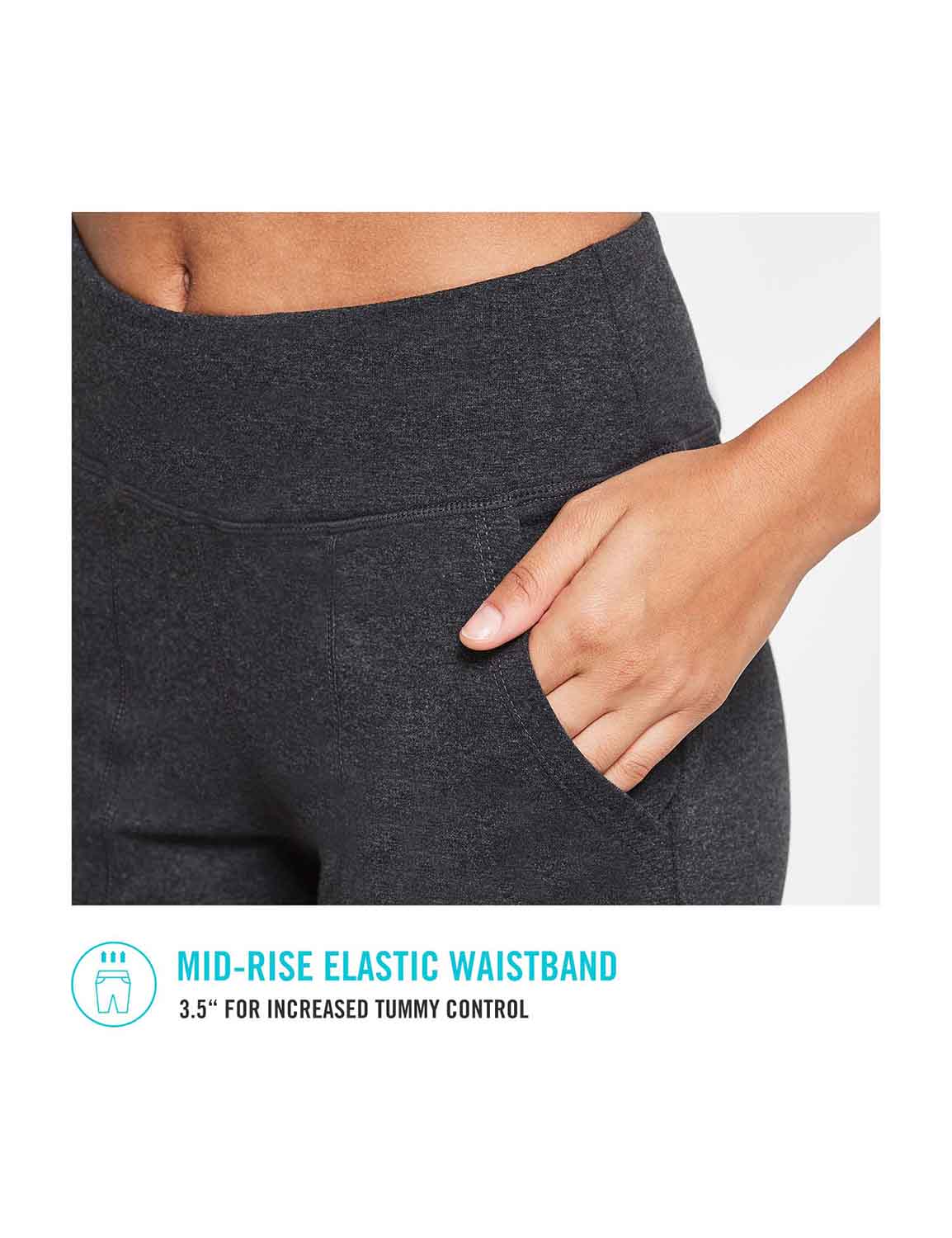 Laureate high rise Bermuda shorts in heather gray with 3.5" elastic waistband for tummy control. #color_Heather Gray