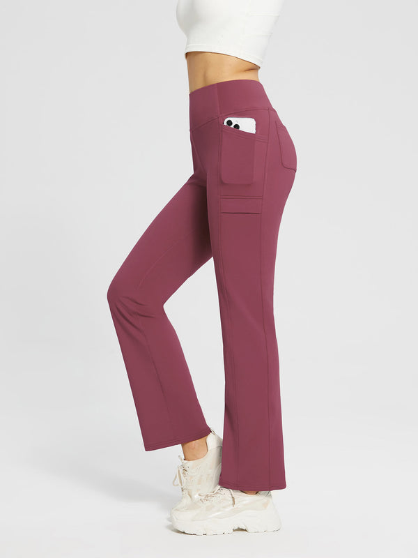 High-Waist Fleece-Lined Straight-Leg Yoga Pants