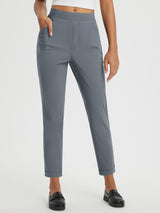 Dynamic Form grey high-rise tapered trousers with pockets for travel & everyday.