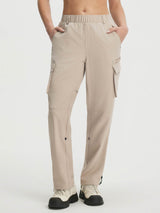 Beige Baleaf 3-in-1 ripstop hiking pants with cargo pockets, convertible for versatile outdoor adventures. #color_Khaki