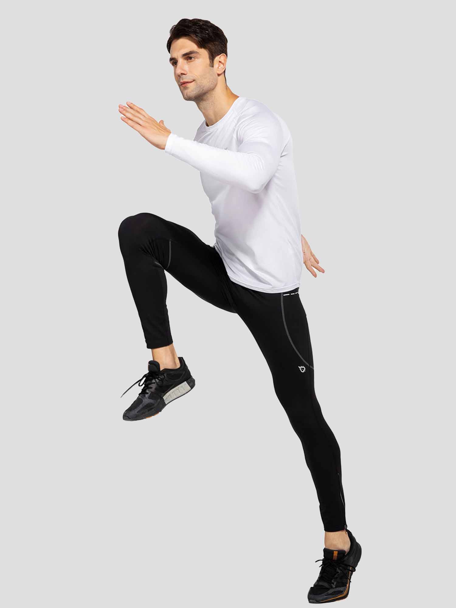 Men's winter fleece-lined black cycling tights with ankle zippers. #color_Dark Gray