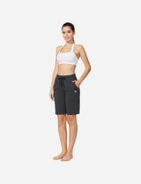 Baleaf Women's Mid-Rise Cotton Pocketed Bermuda Shorts abh104 Charcoal Full