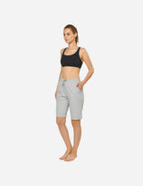 Baleaf Women's Mid-Rise Cotton Pocketed Bermuda Shorts abh104 Light Gray Full