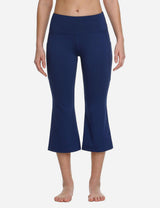 Baleaf Women Mid Rise Side & Hidden Pocketed Bootleg Basic Capris abh111 Navy Front